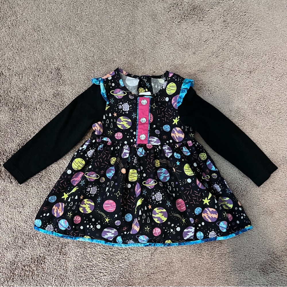 Ricrac & Ruffles Colorful Space-Themed Tunic Size 4T